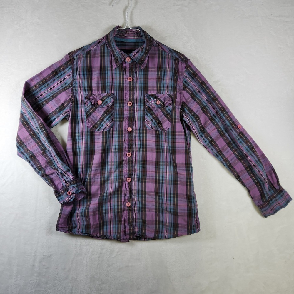 White Owl Clothing‎ Co Plaid Shirt Mens M Purple Button Down Long Sleeve Casual